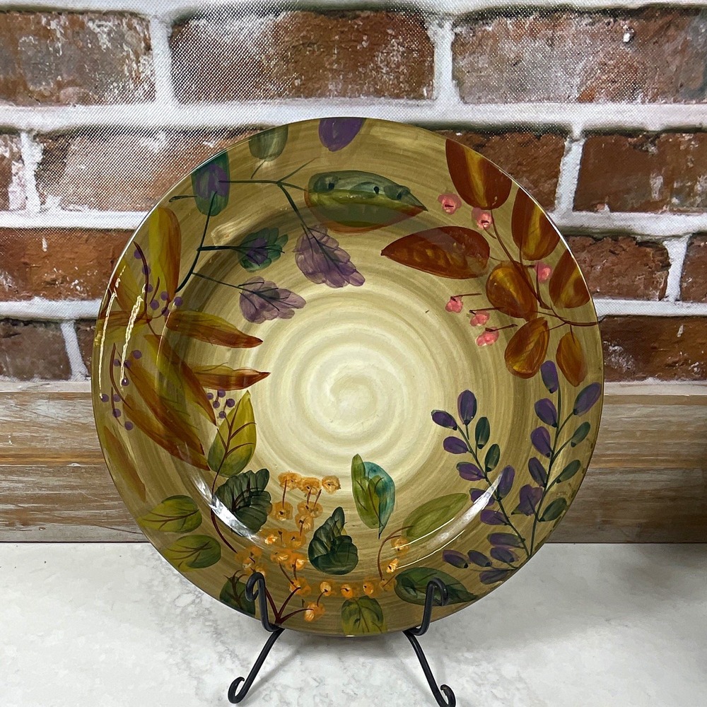 Home Trends 12 in Ceramic Floral Dinner Plate Microwave & Dishwasher Safe